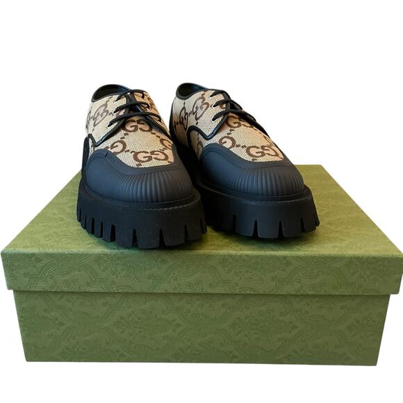 Gucci Maxi GG Supreme Shoes Camel Ebony Canvas Chunky Men\'s 12| US 12.5 NEW main image 12